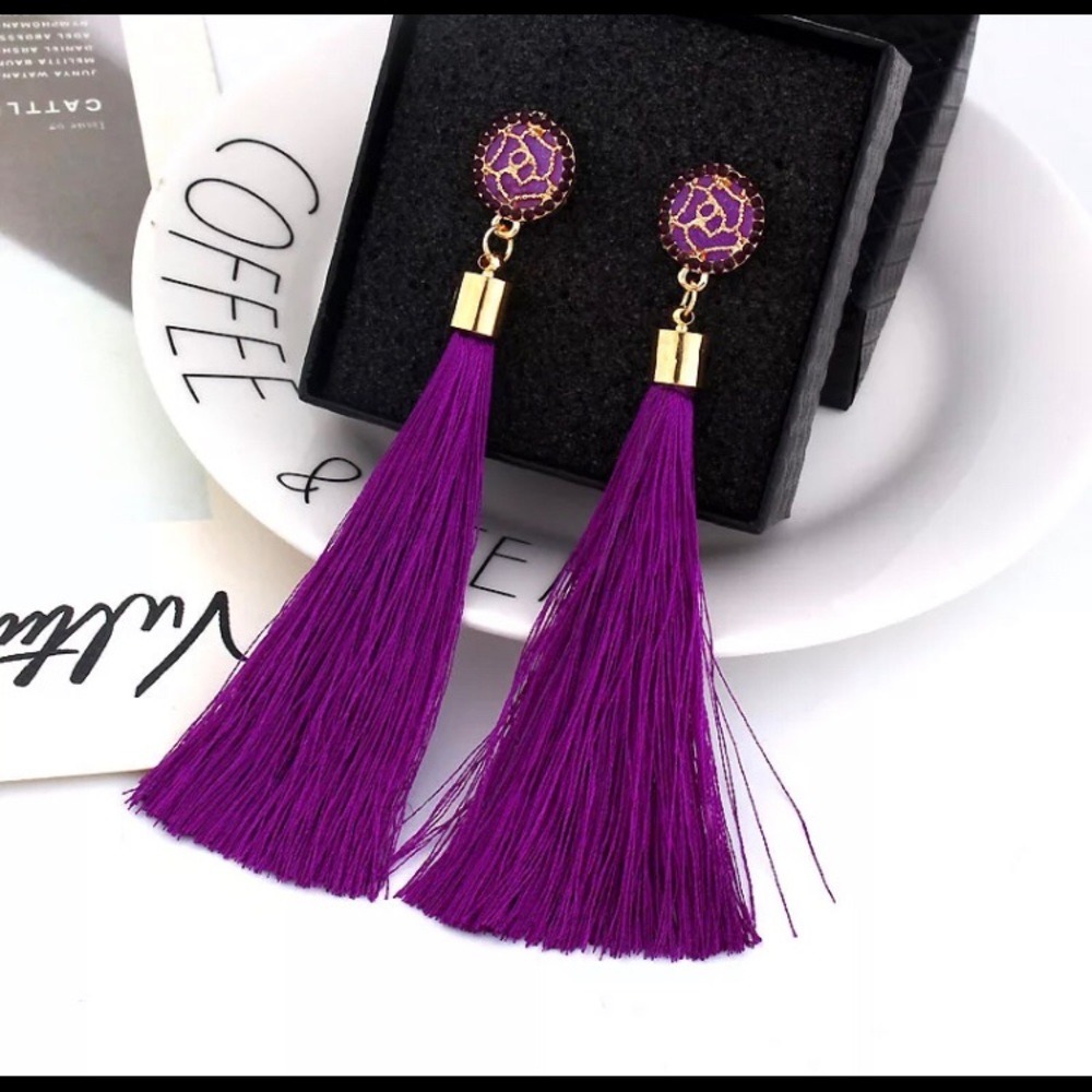 Purple Tassel Earrings